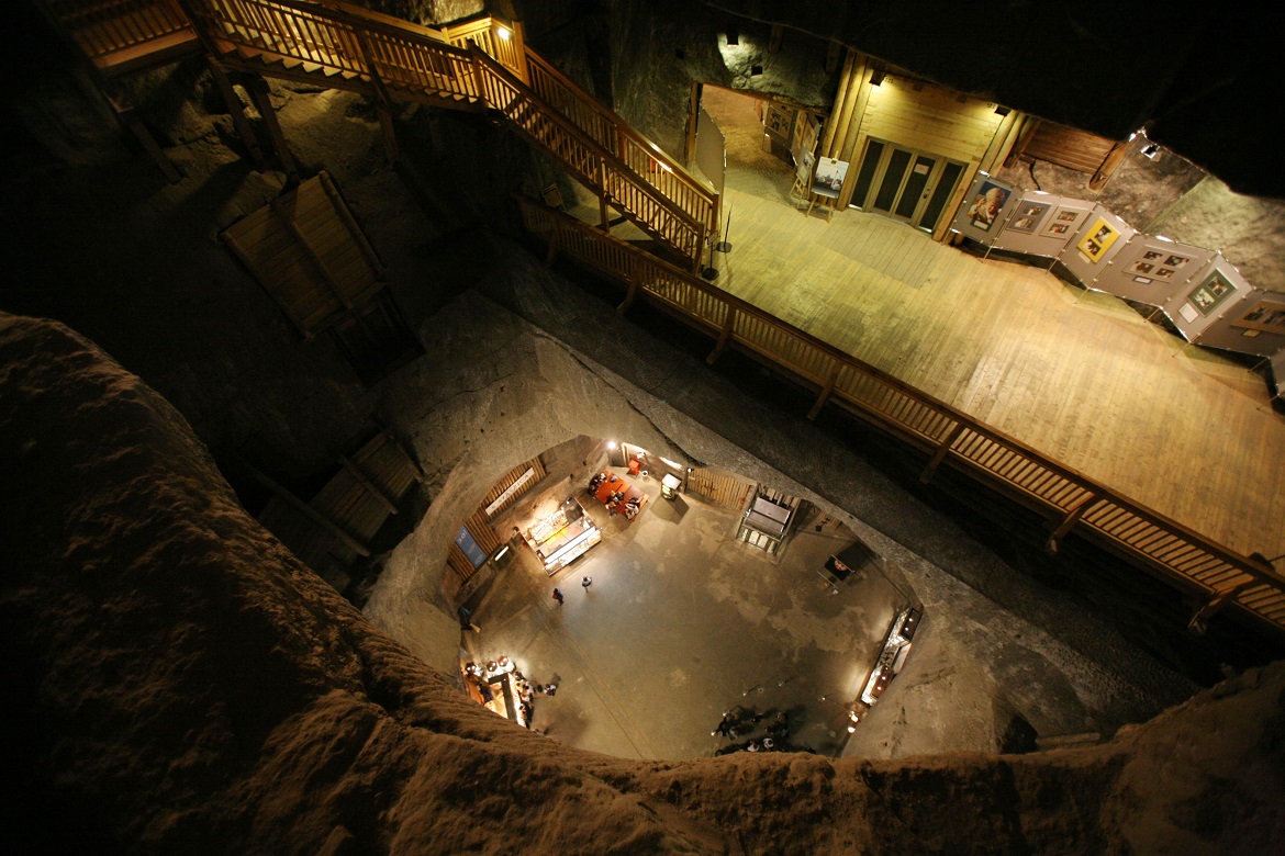 Vista de cima ao nível mais baixo da mina