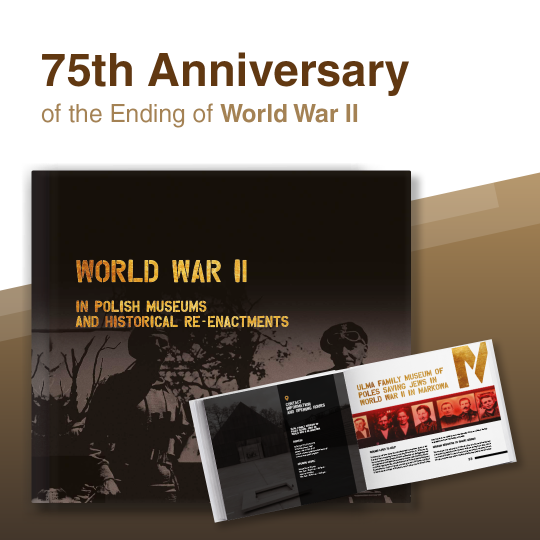 portada y una página del folleto dedicado a la II Guerra Mundial, editado en inglés con motivo del 75 aniversario de su fin