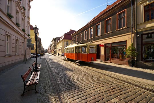 Foto di una delle strade principali di Bydgoszcz