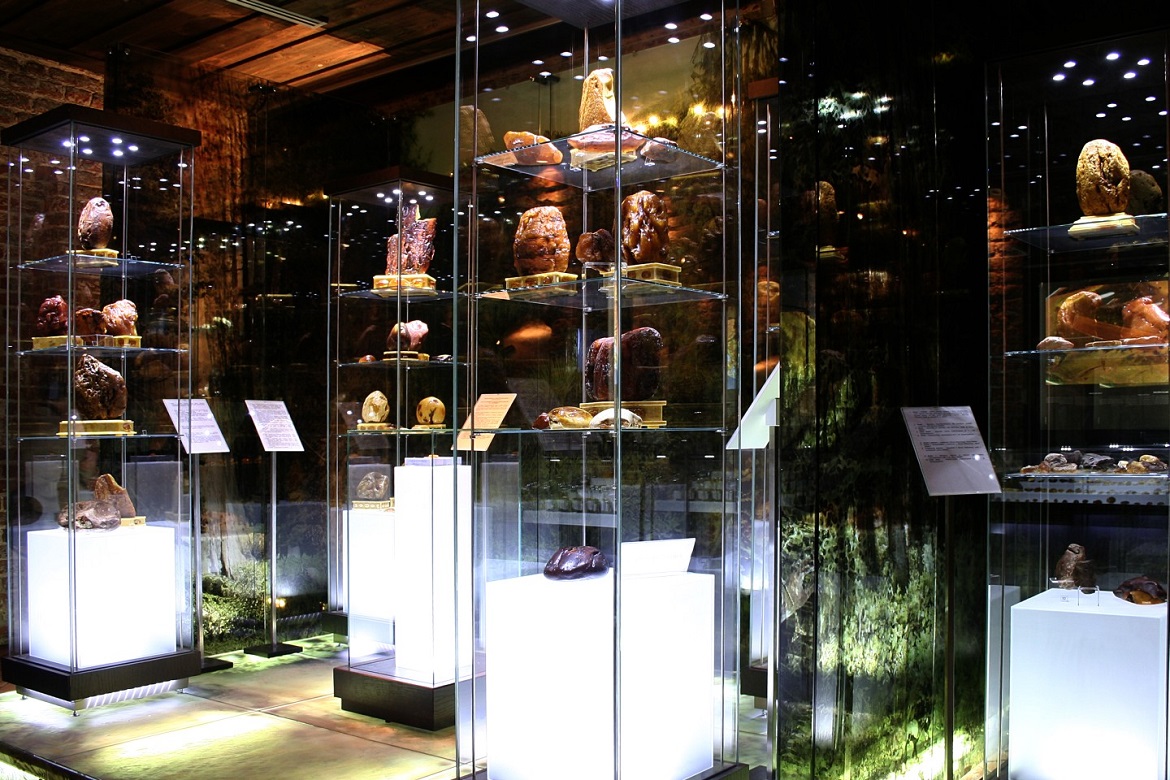 Exposição de âmbar no Museu do âmbar