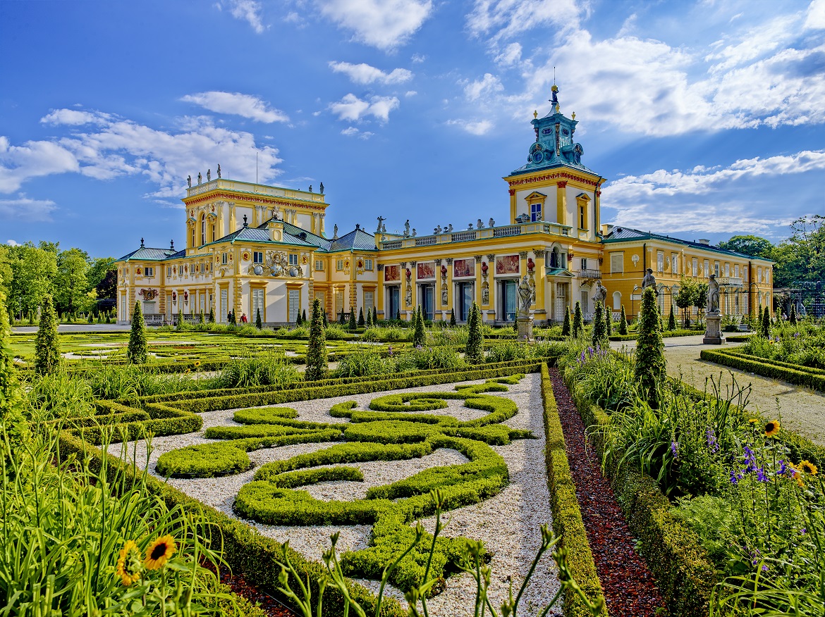 O jardim e o Palácio barroco Wilanów